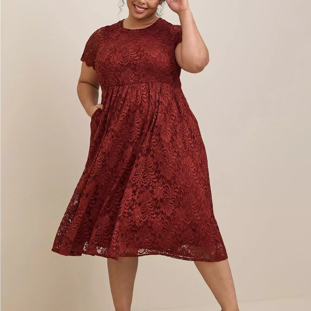 Torrid Burgundy Lace Midi Dress